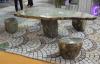 natural stone benches and tables